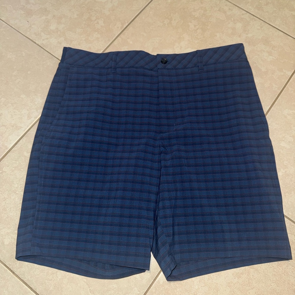 Walter Hagen Performance golf shirt Navy plaid Striped Shorts
